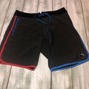 Pelagic The Wedge Board Shorts Mens 38 Ocean Blue Swim Trunks Fishing Beach